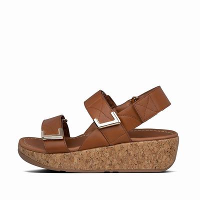 Light Brown Women's Fitflop REMI Adjustable Leather Sandals | TC8301962