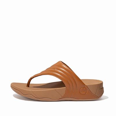 Light Brown Women's Fitflop WALKSTAR Leather Toe-Post Sandals | NP2183754