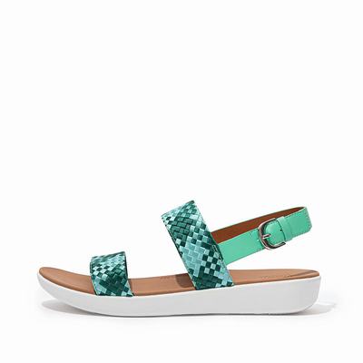 Mint Green Women's Fitflop BARRA Silky Weave Back-Strap Sandals | MX9065183