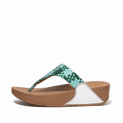 Mint Green Women's Fitflop LULU Silky Weave Toe-Post Sandals | CA8520419