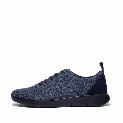 Navy Men's Fitflop FLEXKNIT E01 Merino Wool-Mix Sneakers | HS8145670