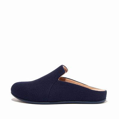 Navy Women's Fitflop CHRISSIE II Haus Felt Slippers | AV3725168