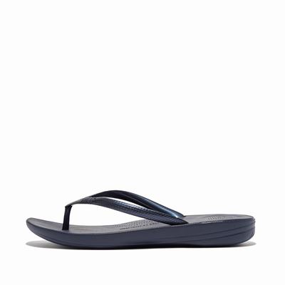 Navy Women's Fitflop IQUSHION Ergonomic Flip Flops | VF0476892