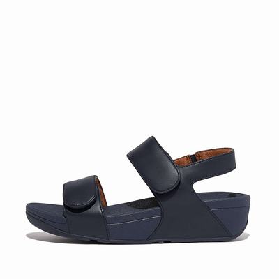 Navy Women's Fitflop LULU Adjustable Leather Sandals | OK2489071