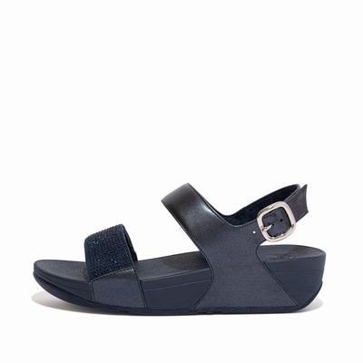 Navy Women's Fitflop LULU Crystal Back-Strap Sandals | TH5602387