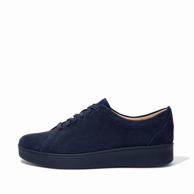 Navy Women's Fitflop RALLY Suede Sneakers | RW5173862