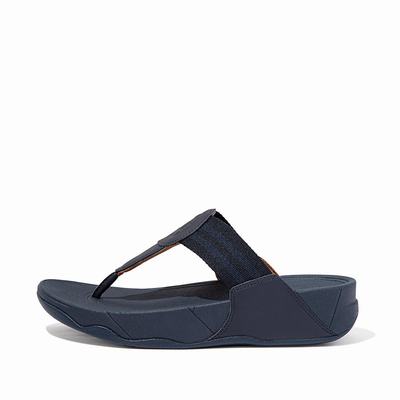 Navy Women's Fitflop WALKSTAR Webbing Toe-Post Sandals | NF3870294