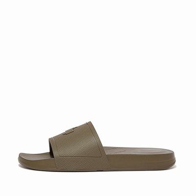 Olive Men's Fitflop IQUSHION Pool Slides | ZE2680347