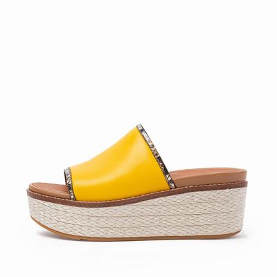 Orange Yellow Women's Fitflop ELOISE Snake Trim Espadrille Slides Sandals | IW1953728