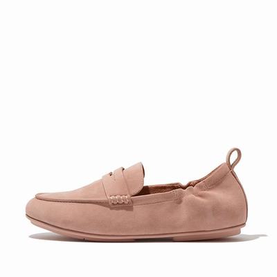 Pink Women's Fitflop ALLEGRO Suede Penny Loafers | BD4971632