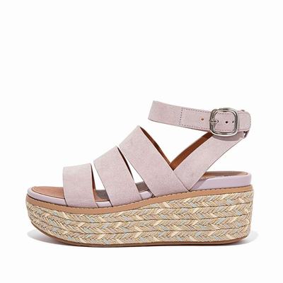 Pink Women's Fitflop ELOISE Espadrille Suede Wedge Sandals | LX1492305