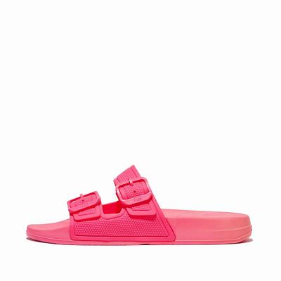 Pink Women's Fitflop IQUSHION Two-Bar Buckle Slides | TW0479263