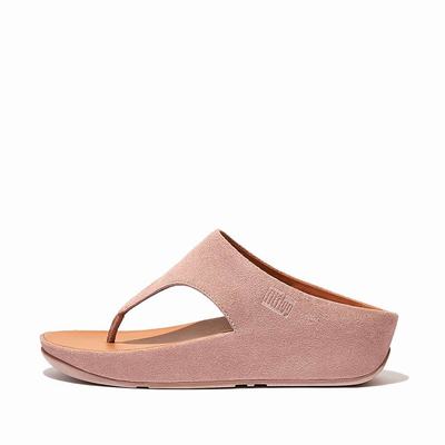 Pink Women's Fitflop SHUV Suede Toe-Post Sandals | LA8290645