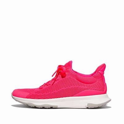 Pink Women's Fitflop VITAMIN FFX Neon Reflective Knit Sports Sneakers | TW8390715