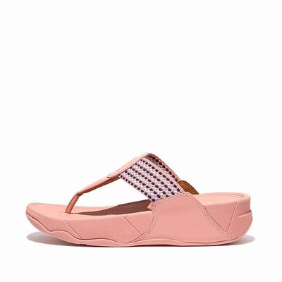 Pink Women's Fitflop WALKSTAR Finestripe Toe-Post Sandals | OT9846273