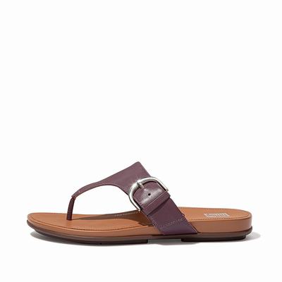 Purple Women's Fitflop GRACIE Buckle Leather Toe-Post Sandals | VA2510374