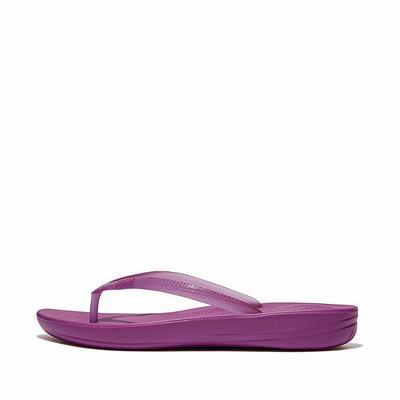 Purple Women's Fitflop IQUSHION Transparent Flip Flops | FQ3921047