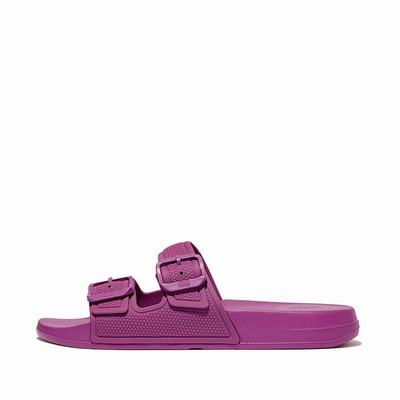 Purple Women's Fitflop IQUSHION Two-Bar Buckle Slides | TH8573012