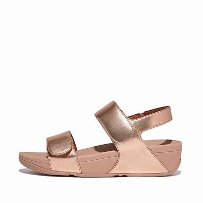 Rose Gold Women's Fitflop LULU Adjustable Leather Sandals | ZV6983750