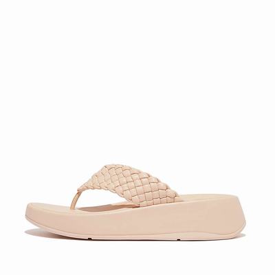 Rose Women's Fitflop F-MODE Woven Leather Flatform Toe-Post Sandals | ED0947532