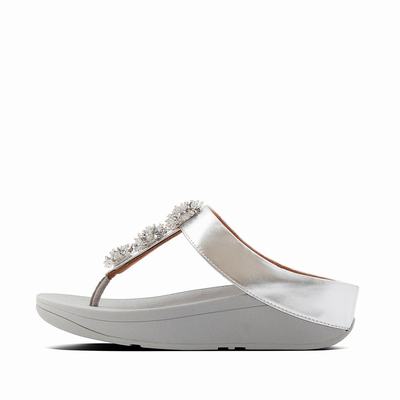 Silver Women's Fitflop GALAXY Toe-Thongs Sandals | XJ2614985