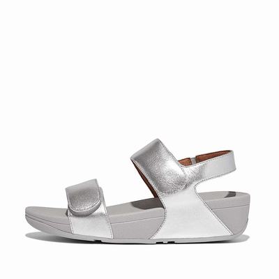 Silver Women's Fitflop LULU Adjustable Leather Sandals | EN8379624