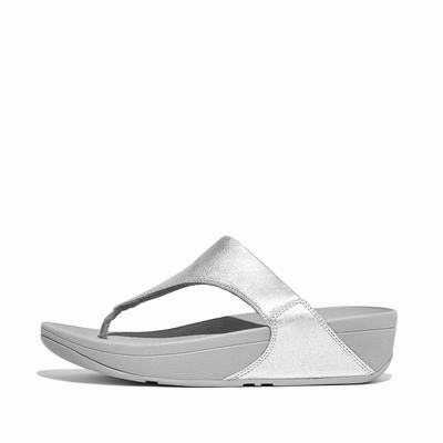 Silver Women's Fitflop LULU Leather Toe-Post Sandals | JP0957413