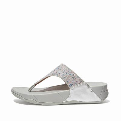 Silver Women's Fitflop LULU Shimmer Toe-Post Sandals | CQ1804963