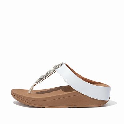 White Women's Fitflop FINO Sparkle Toe-Post Sandals | AU9314065