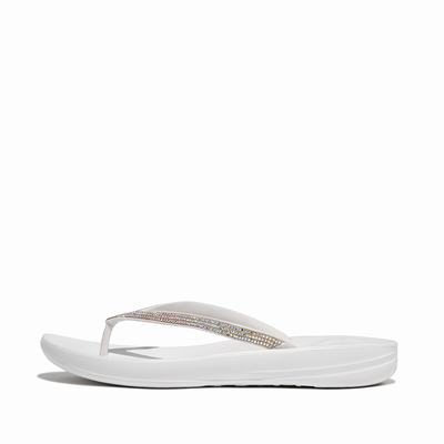 White Women's Fitflop IQUSHION Sparkle Ergonomic Flip Flops | PI5604932