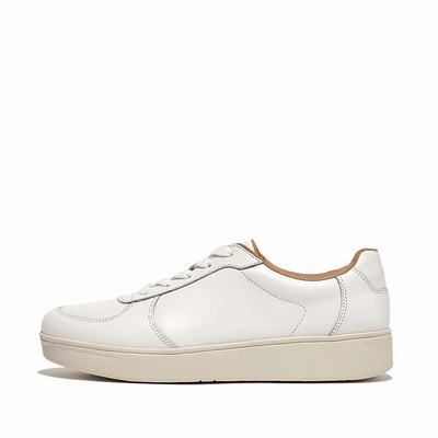 White Women's Fitflop RALLY Leather Panel Sneakers | MN6750483