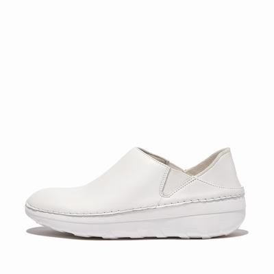 White Women's Fitflop SUPERLOAFER Leather Loafers | MQ9172805