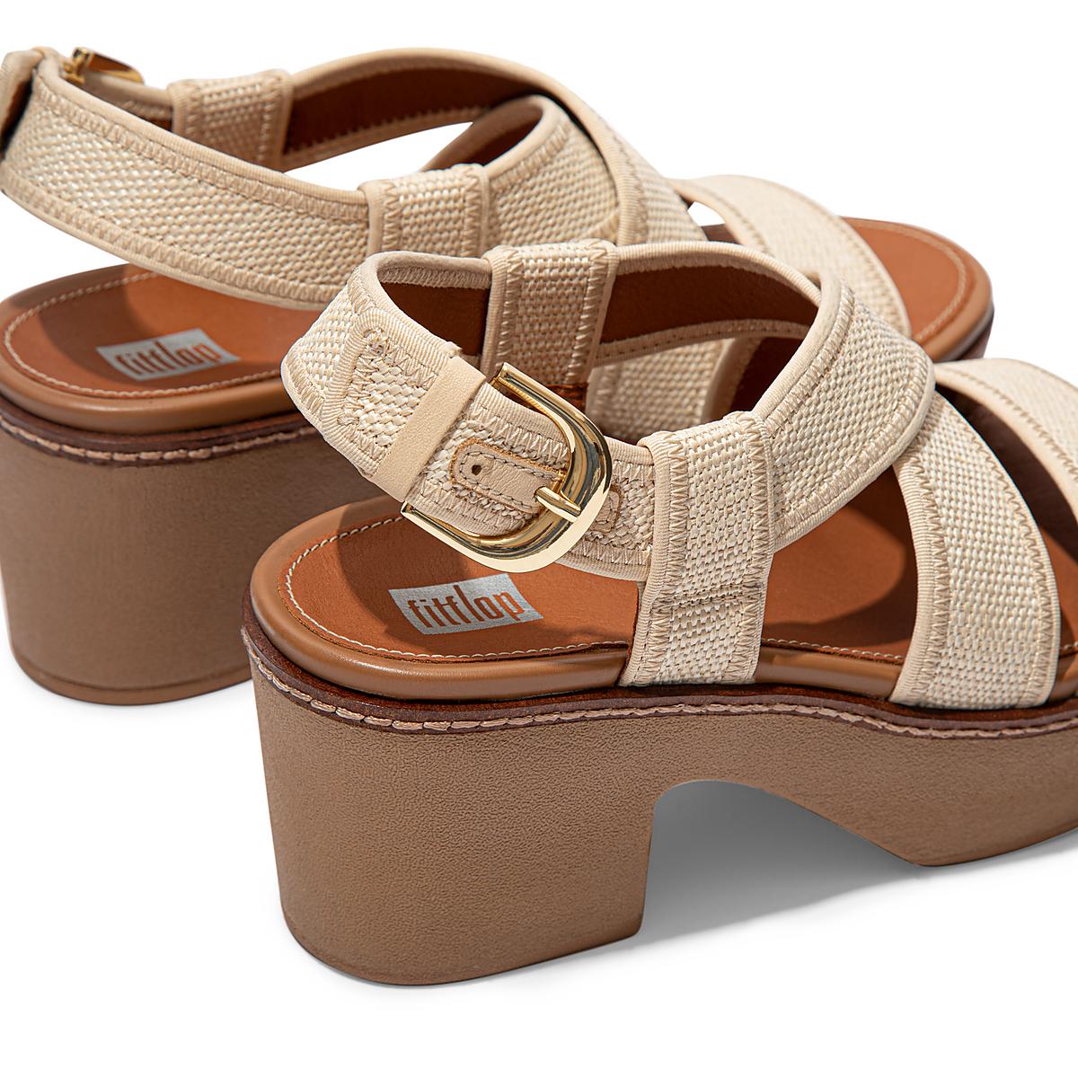 Beige Brown Women's Fitflop PILAR Woven Back-Strap Platform Sandals | IL1938560