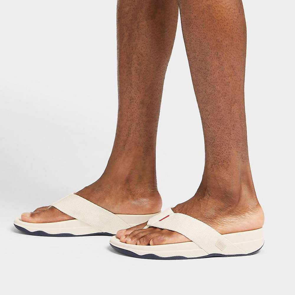 Beige Men's Fitflop SURFER Toe-Post Sandals | RN4078263