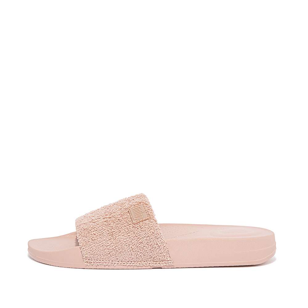 Beige Women\'s Fitflop IQUSHION Towelling Slides | GS1320649