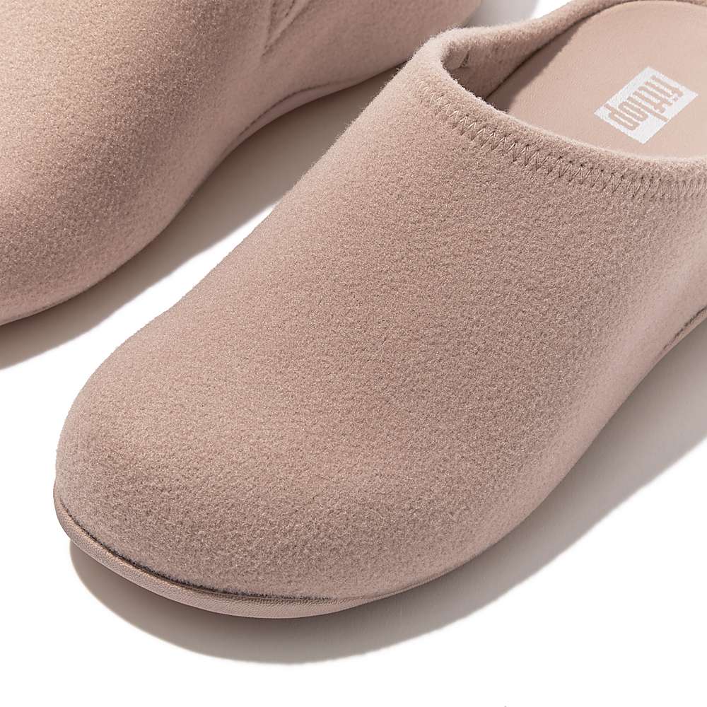 Beige Women's Fitflop SHUV Cushy Felt Clog Slippers | CU6935278