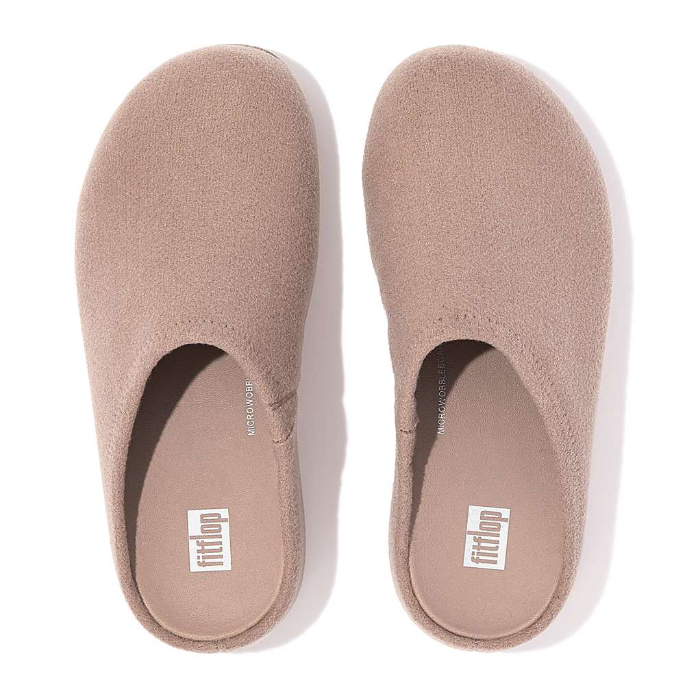 Beige Women's Fitflop SHUV Cushy Felt Clog Slippers | CU6935278