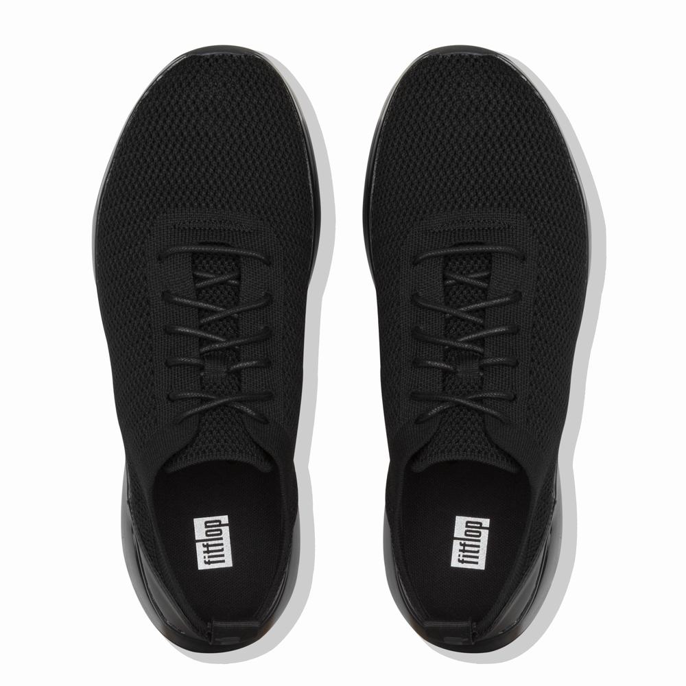 Black Men's Fitflop FLEXKNIT Sneakers | KP9673804