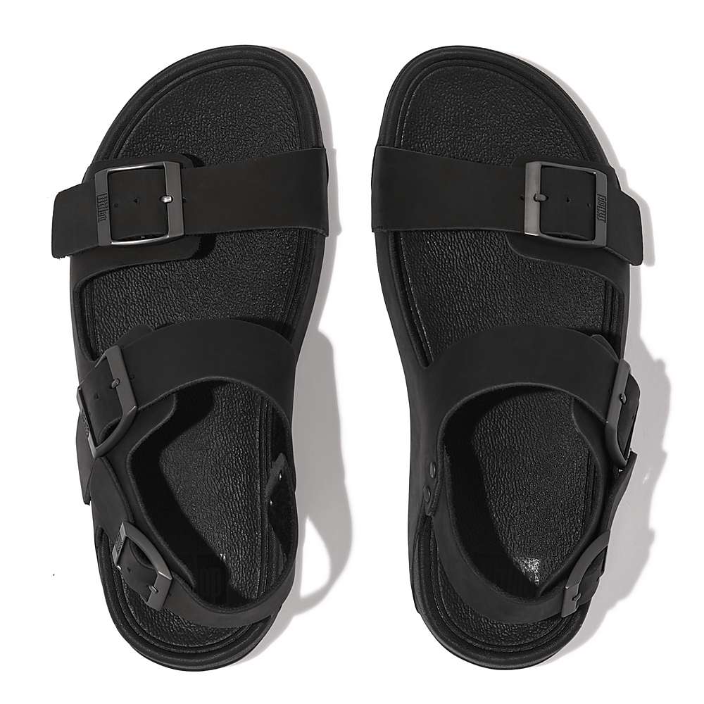 Black Men's Fitflop GOGH MOC Buckle Nubuck Sandals | AY3296481