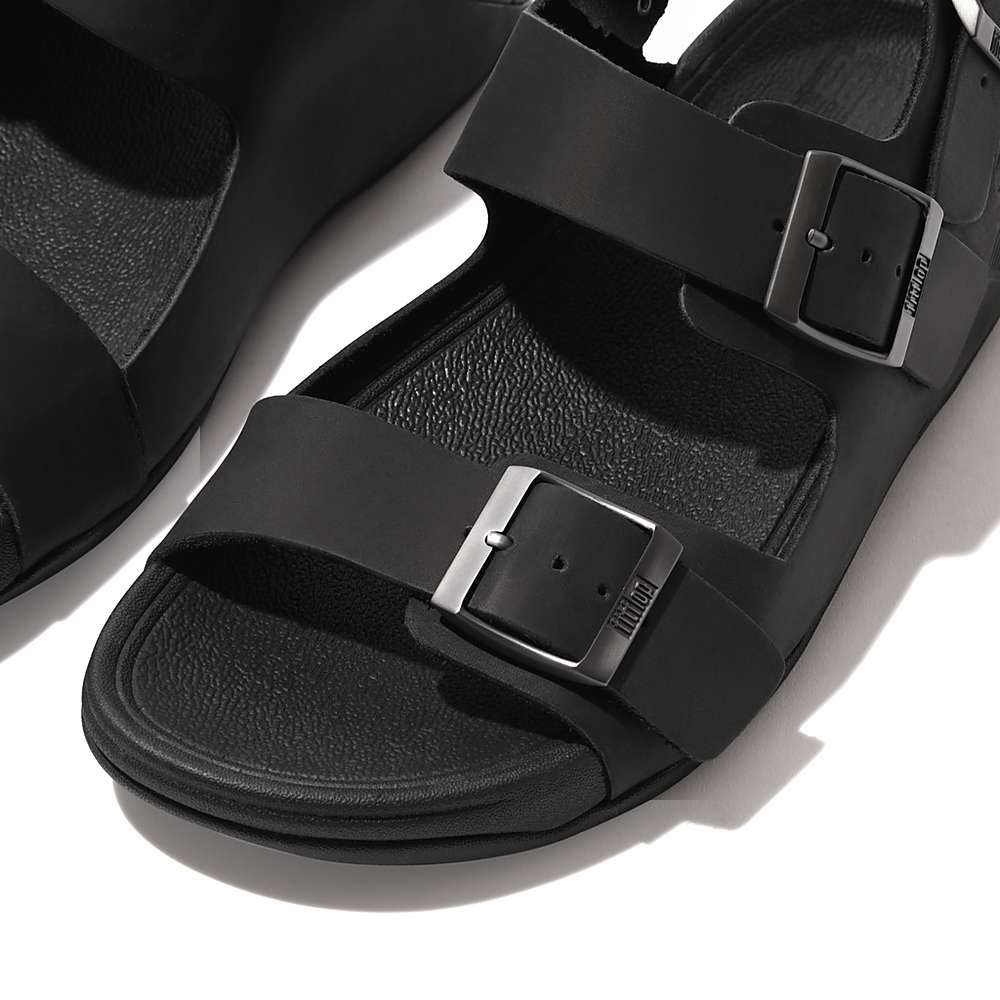 Black Men's Fitflop GOGH MOC Buckle Nubuck Sandals | AY3296481