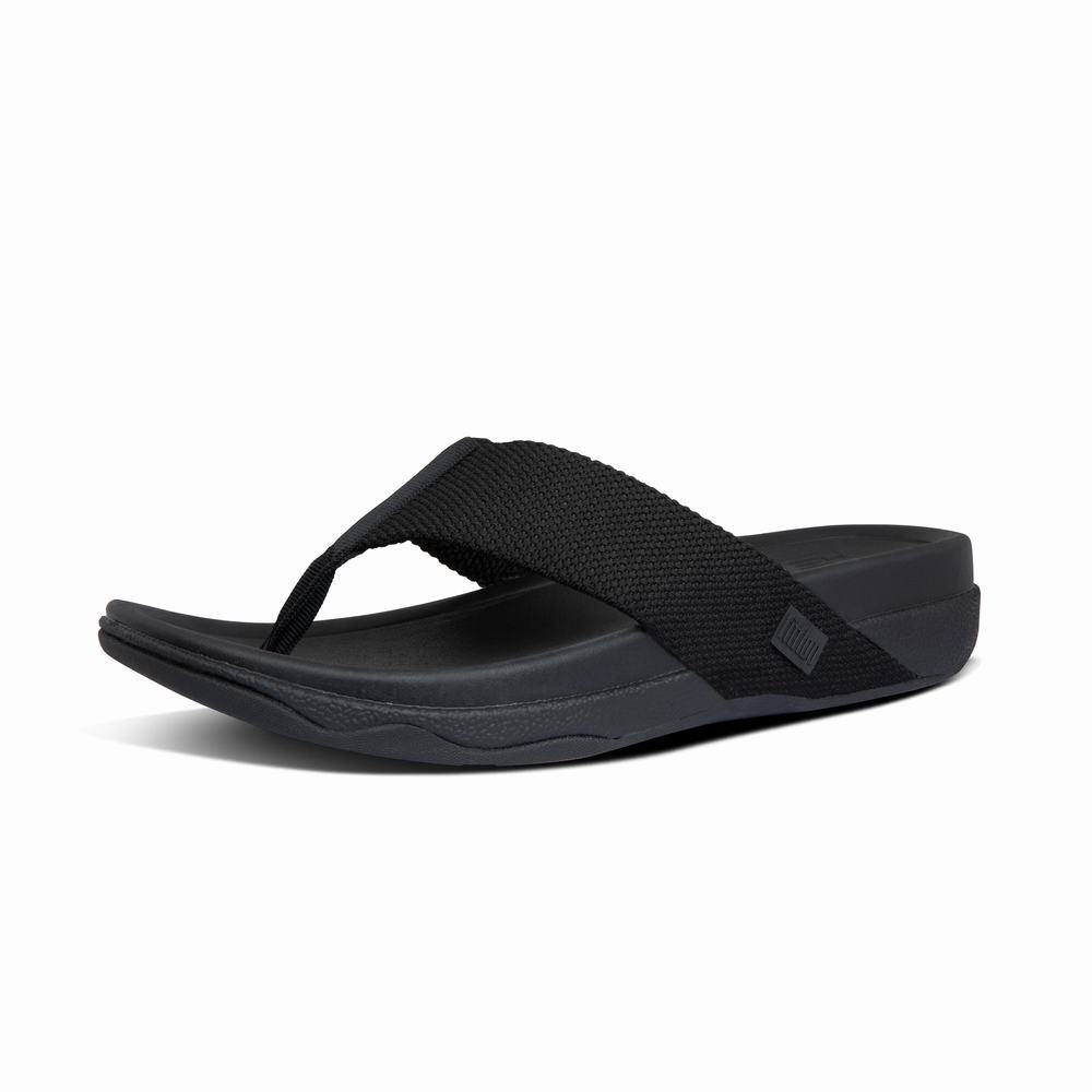 Black Men's Fitflop SURFER Toe-Post Sandals | HE7253641