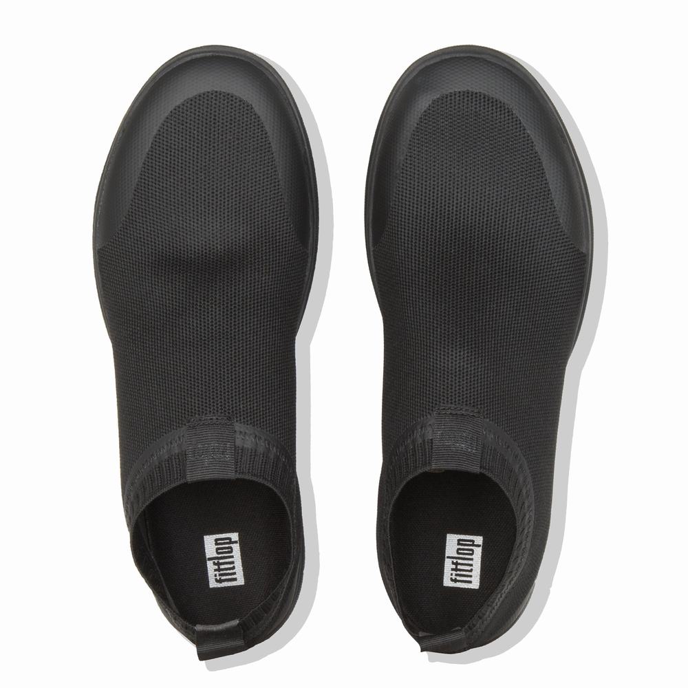 Black Men's Fitflop UBERKNIT Slip-On Sneakers | KG7240351