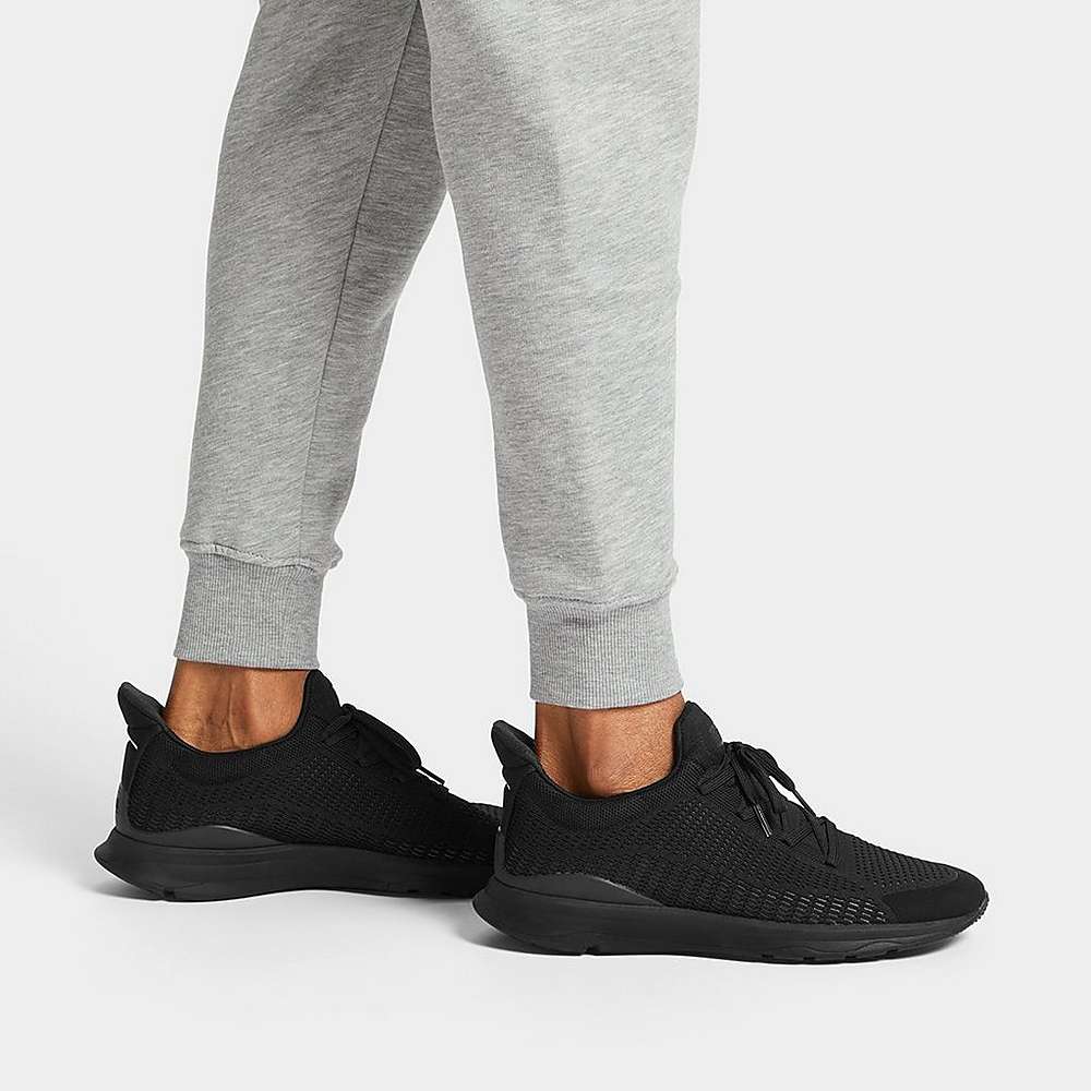 Black Men's Fitflop VITAMIN FFX Knit Sports Sneakers | ZE0879263