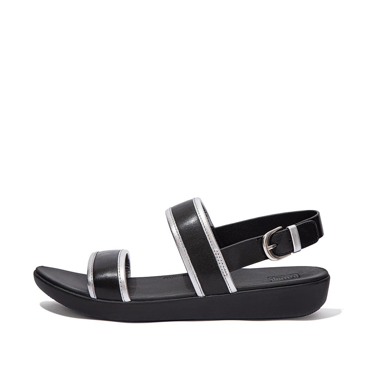 Black Women\'s Fitflop BARRA Metallic Back-Strap Sandals | XS2845960