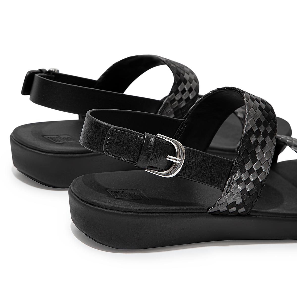 Black Women's Fitflop BARRA Silky Weave Back-Strap Sandals | JX8735102