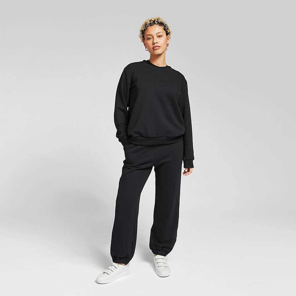 Black Women's Fitflop BASIC THREADS Crew Sweatshirt | TF2375490