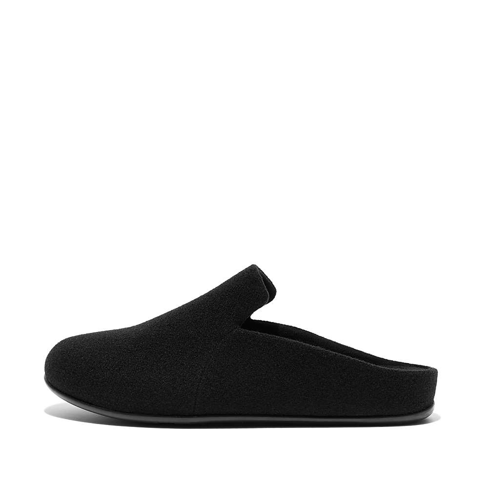 Black Women\'s Fitflop CHRISSIE II Haus Felt Slippers | RW0429157