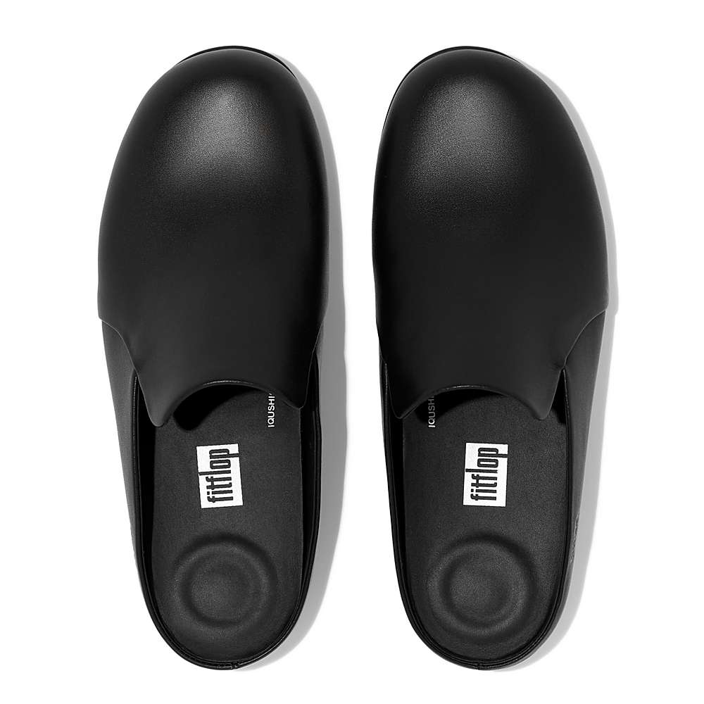 Black Women's Fitflop CHRISSIE II Haus Leather Slippers | WV9842375