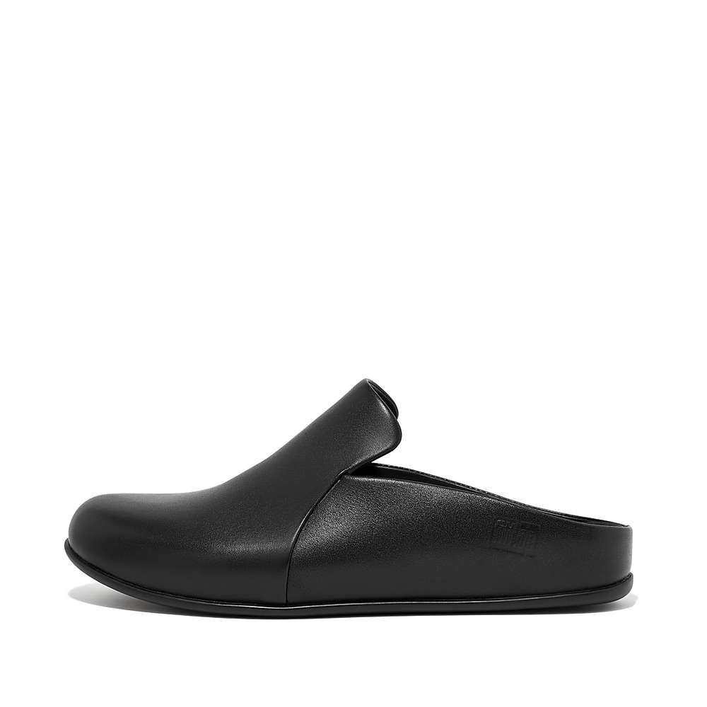 Black Women\'s Fitflop CHRISSIE II Haus Leather Slippers | WV9842375