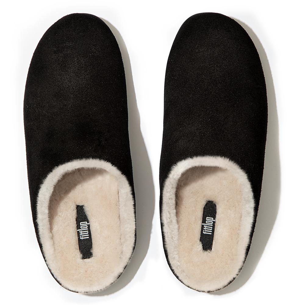 Black Women's Fitflop CHRISSIE Shearling Suede Slippers | IR4207315